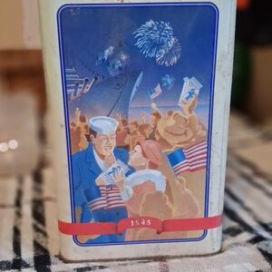 Vintage 1945 Themed Food Storage Tin